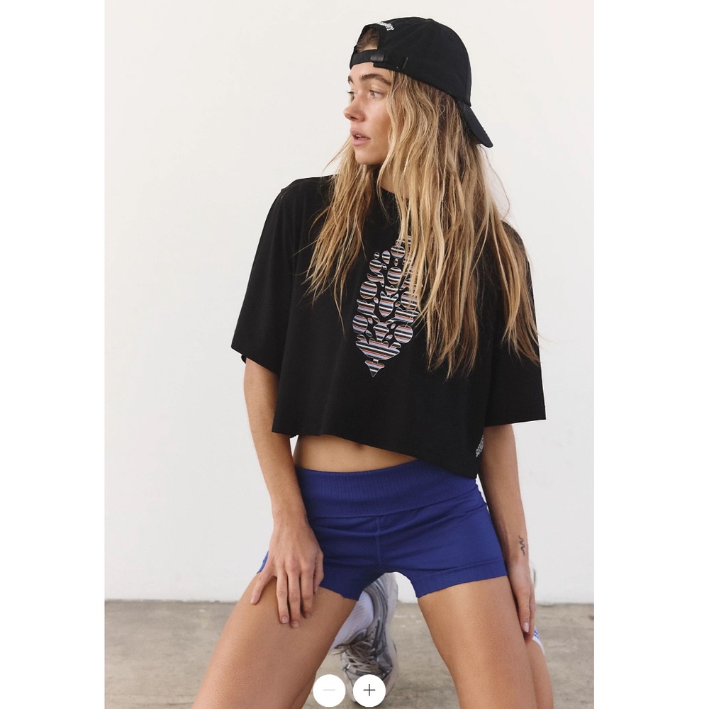 NWT Free People Movement Tempo Cropped Logo Boyfriend Tee